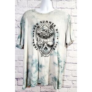 Tultex Blue Green Tie Dye Three Eleven Summer of 18 Tour Graphic Shirt XXG
